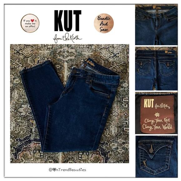 Kut from the Kloth Mid-Rise Skinney Capri Jeans With Back Button Flap Pockets - Picture 1 of 7